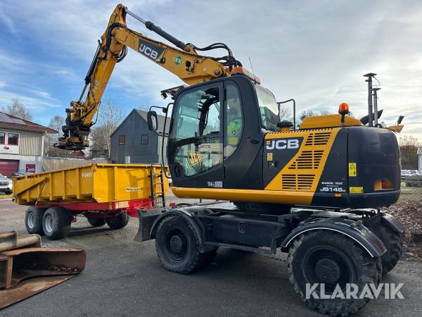 Grävmaskin JCB JS145W med grävsystem, tippkärra, rotator m grip & 9 redskap