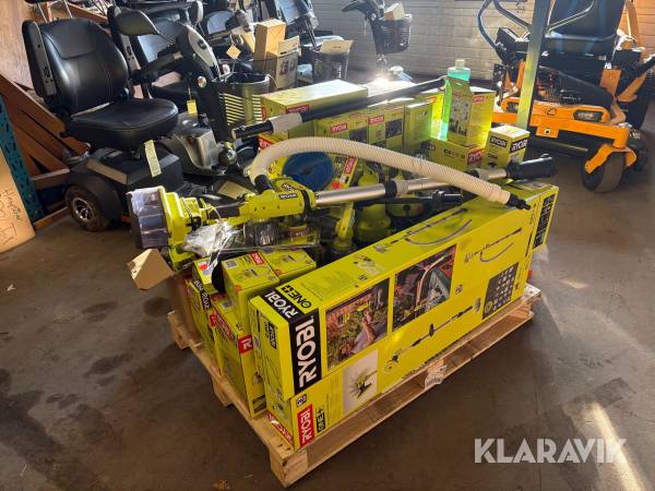 Pall med trädgårdsmaskiner Ryobi