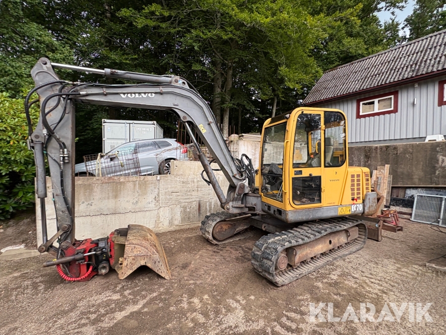 Grävmaskin Volvo EC70 med tiltrotator, grävskopa och diverse redskap