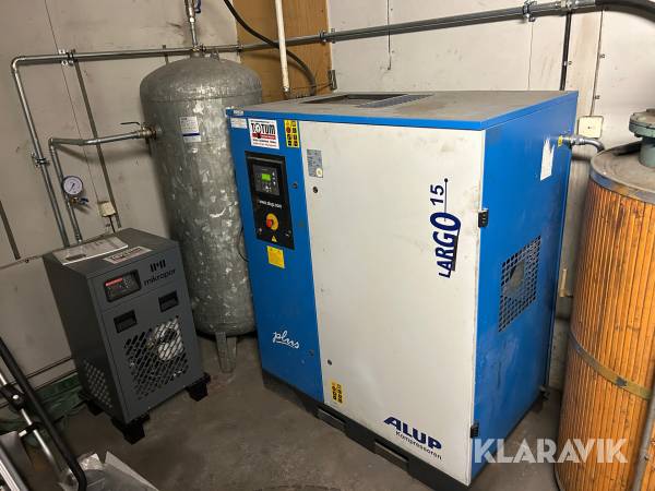 Skruvkompressor Alup Largo 15 med tank och kyltork