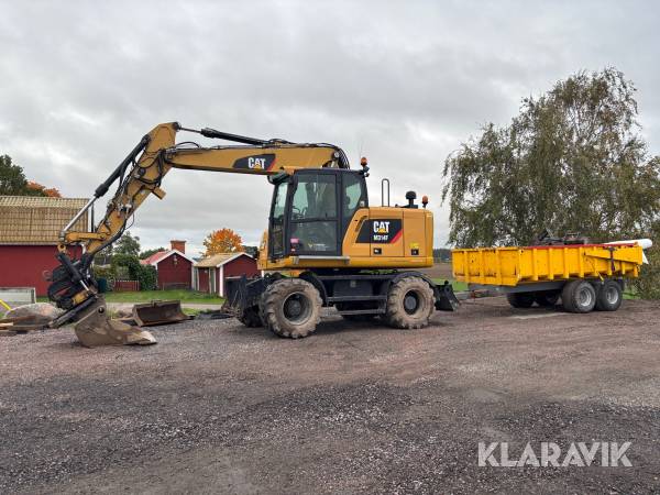 Hjulgrävmaskin CAT M314F med vagn och redskap