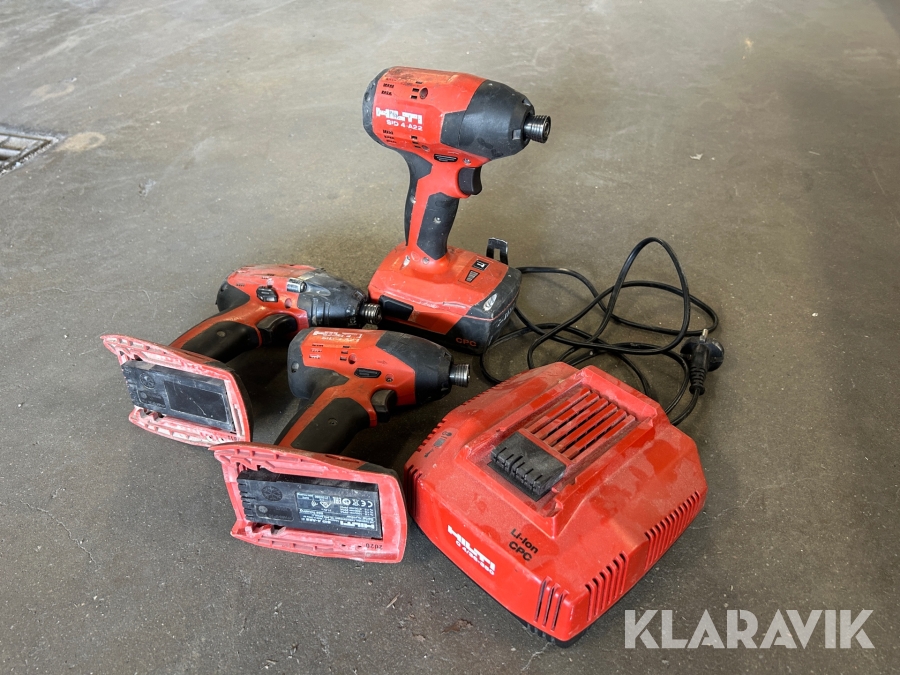 Mutterknackare Hilti SID 4 A-22 3st med ett batteri och laddare