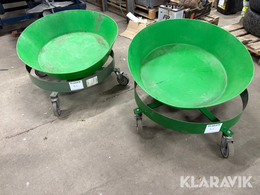Rullvagn för oljefat med uppsamlingskärl 2st