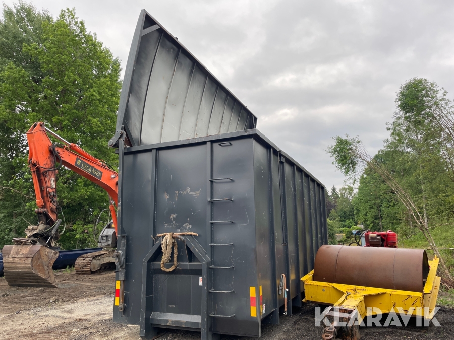 Container med lock 38 kubik Flakab, Härryda, Klaravik auktio