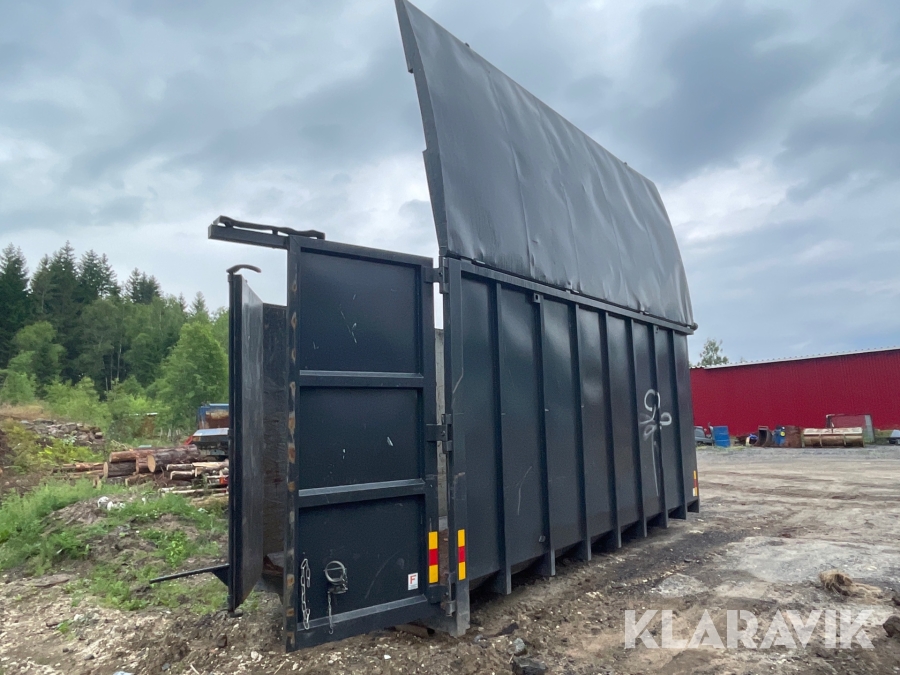 Container med lock 38 kubik Flakab, Härryda, Klaravik auktio