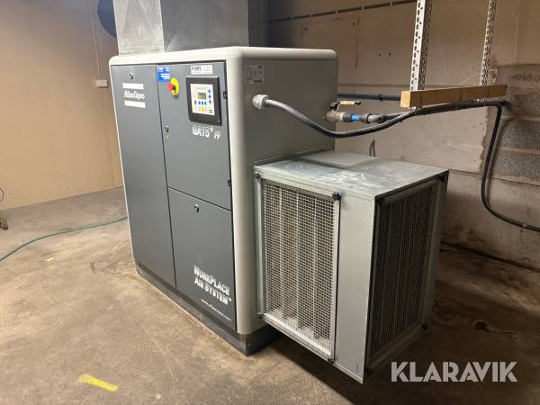 Kompressor Atlas Copco GA15 PLUS med inbyggd tork & tryckluftstank
