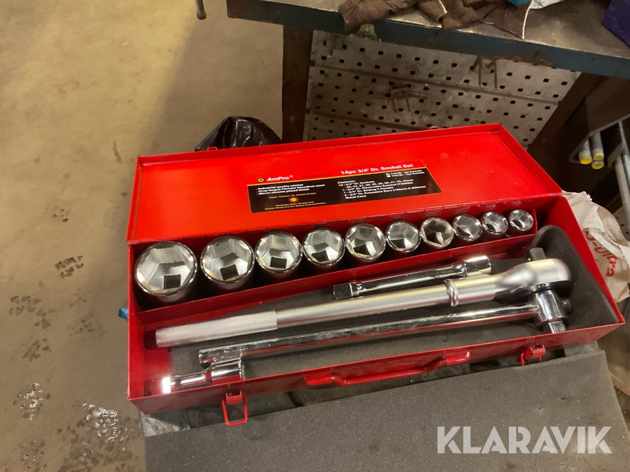 Hylsnyckelsats Ampro 3/4”