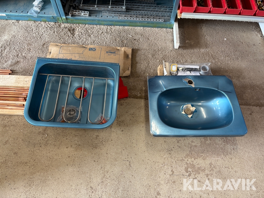 Utslagsho och tvättställ rostfritt