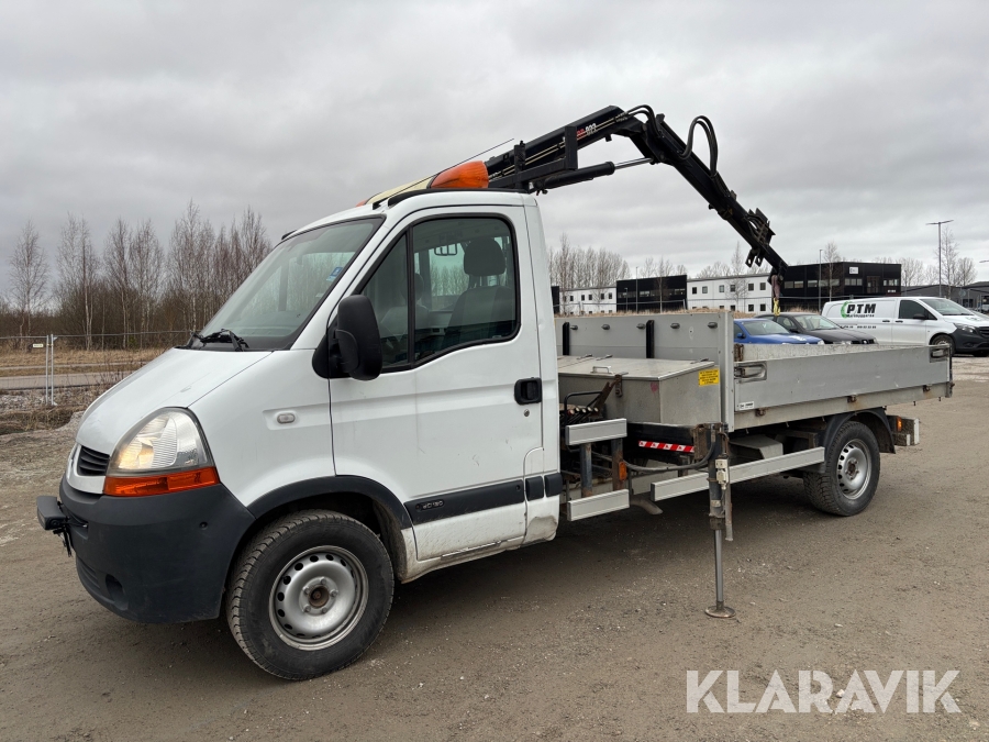 Flakbil Renault Master 3.5T 2.5 DCi Quickshift 120 hk med tipp och hiab kran