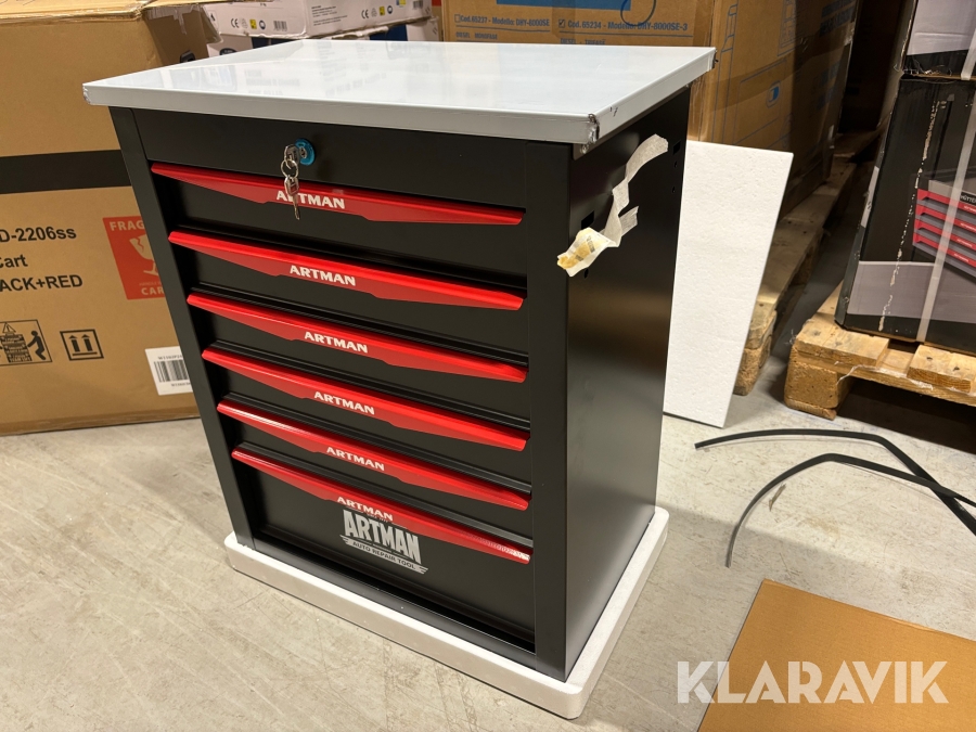 Verktygsvagn med hjul - 5 lådor och ett skåp Artman