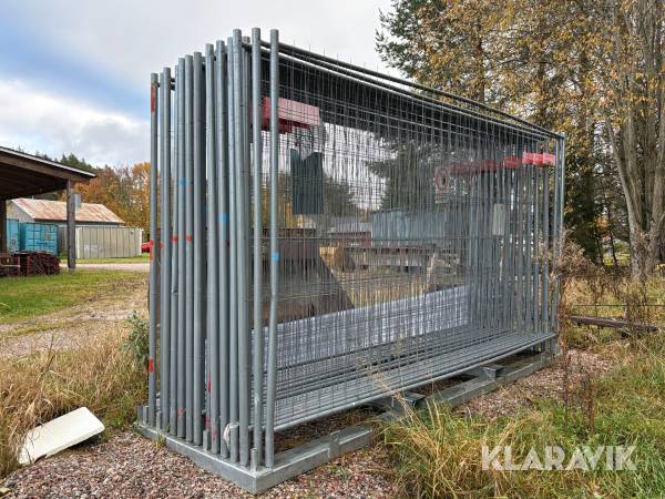 Byggstängsel Mobile Secure Demex komplett med transportpall och suggor 22st