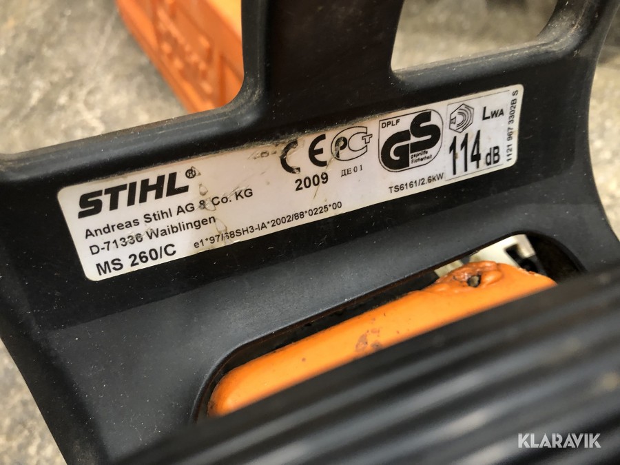 Klaravik Auktioner Motorsåg Stihl MS260C