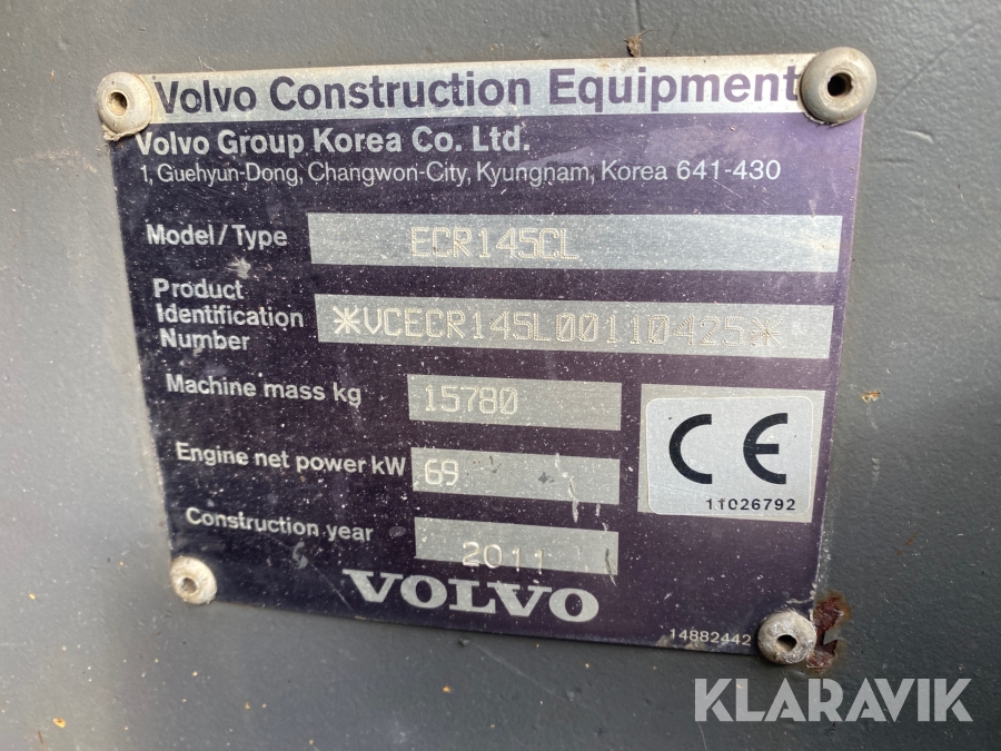 Grävmaskin Volvo ECR 145CL med tiltrotator och planerskopa