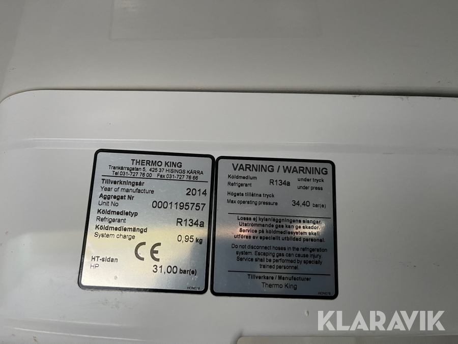 Skåp Orustvagnen /Thermo King B100, Klaravik aukt