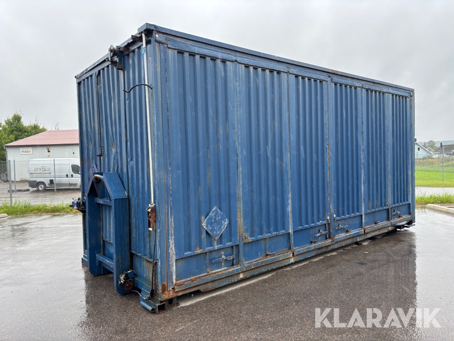 Godscontainer på lastväxlarram med öppningsbar sida EXIII klassad för sprängämne