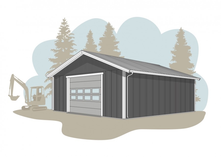 Maskinhall i moduler 144 kvm Modell: MSKHGP144 port på gavel