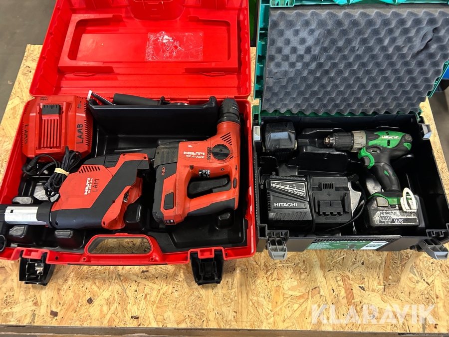 Borrhammare 1 st, Borrskruvdragare 1 st Hilti / Hitachi TE 4-A22 / DS 18DSL