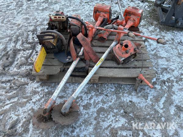 Blandpall med motorsågar och röjsågar Stiga, Stihl, Husqvarna