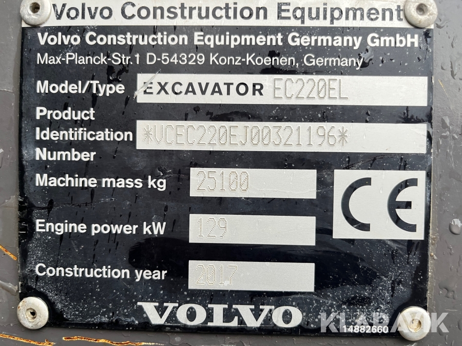 Grävmaskin Volvo EC220EL med tiltrotator