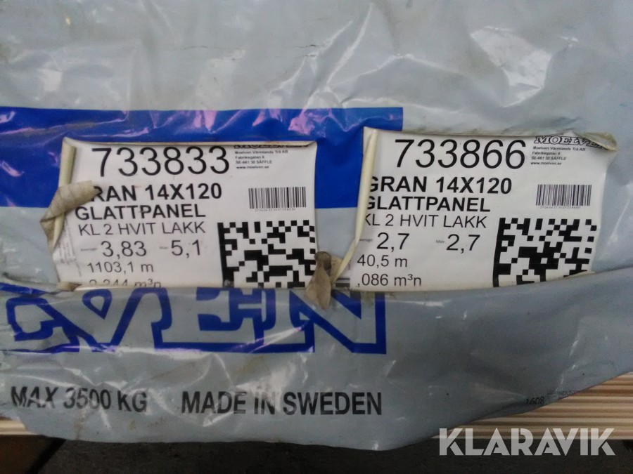 Inomhuspanel Glattpanel 14x120 Vitbetsad