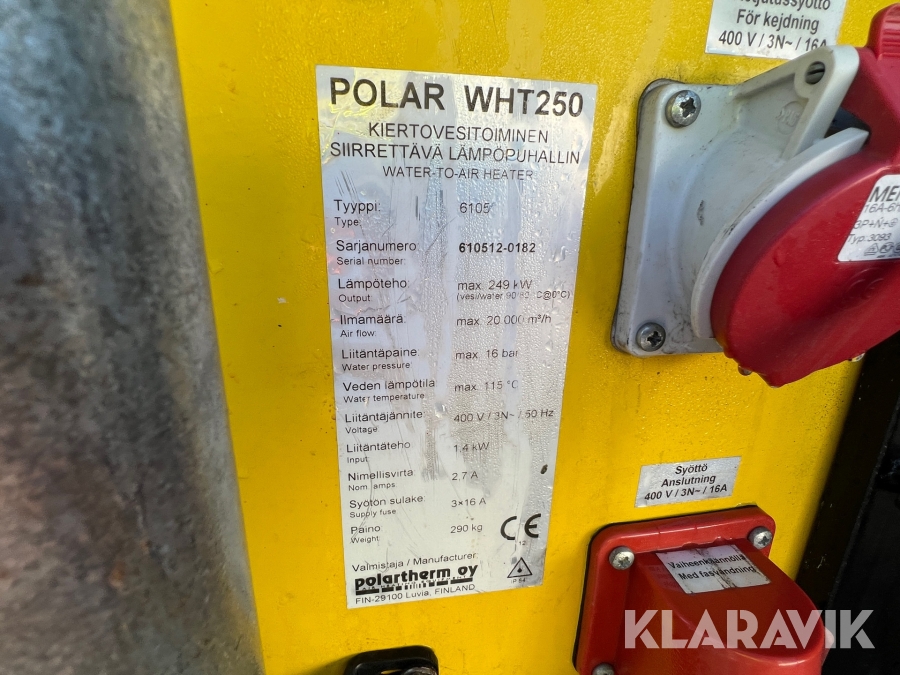 Hetvattenfläkt Polartherm WHT 250