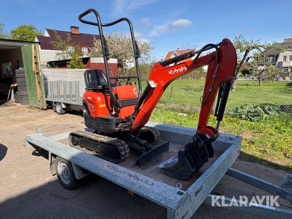 Grävmaskin Kubota U10-3 med kärra