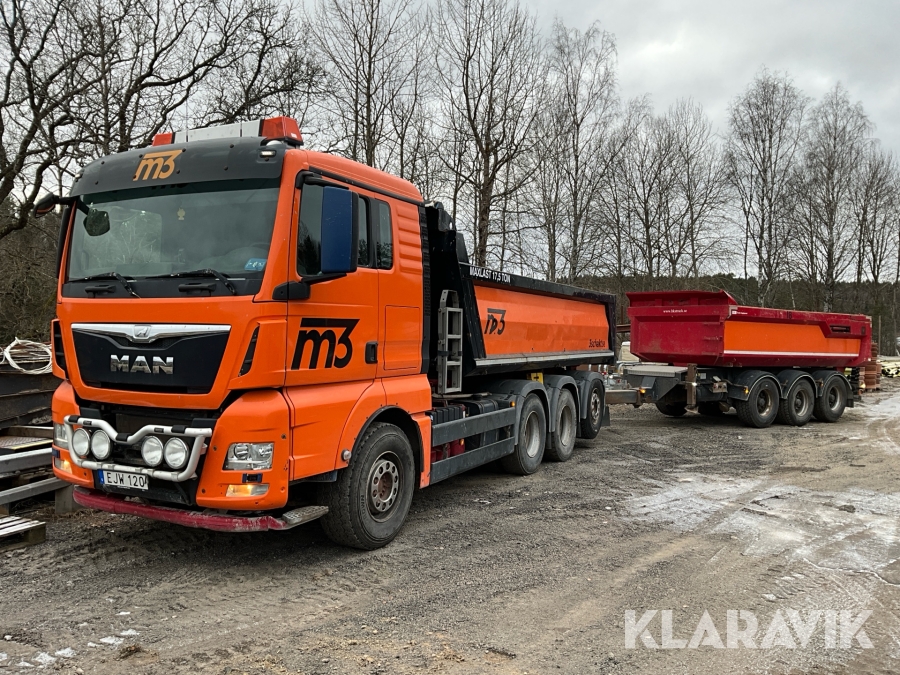 Tippbilsekipage MAN Tgx 35.480 8x4 med tridemkärra