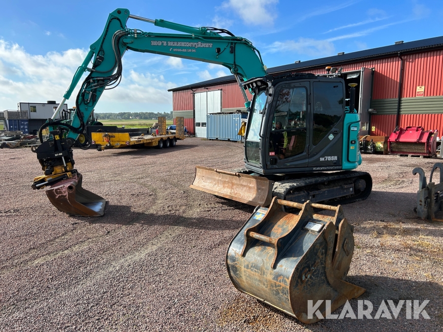 Grävmaskin Kobelco SK75SR med grävsystem, rotator m edgrip & 3 skopor
