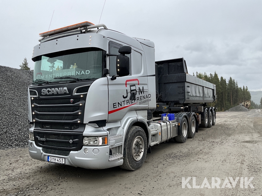 Grustrailer Scania R520 med bergflak