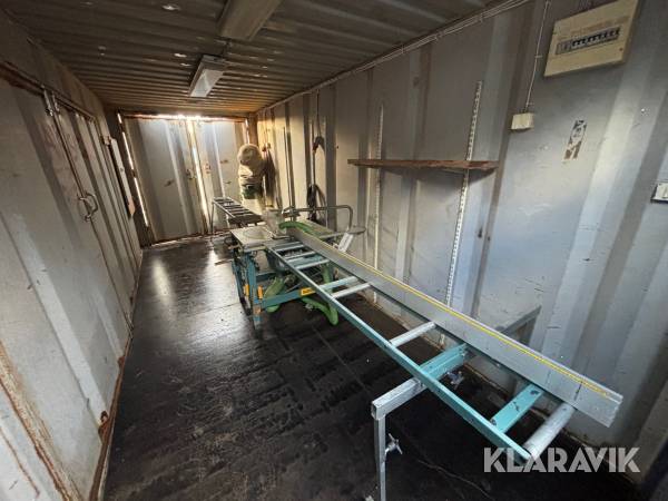 Sågcontainer Swedecon 20fot sågbord Gjerde-såg med spånsug