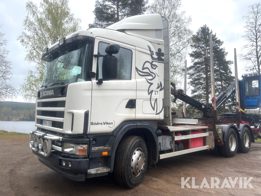 Timmerbil Scania 164G med kran