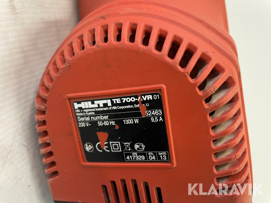 Mejselhammare Hilti TE700-AVR, Svalöv, Klaravik auktioner