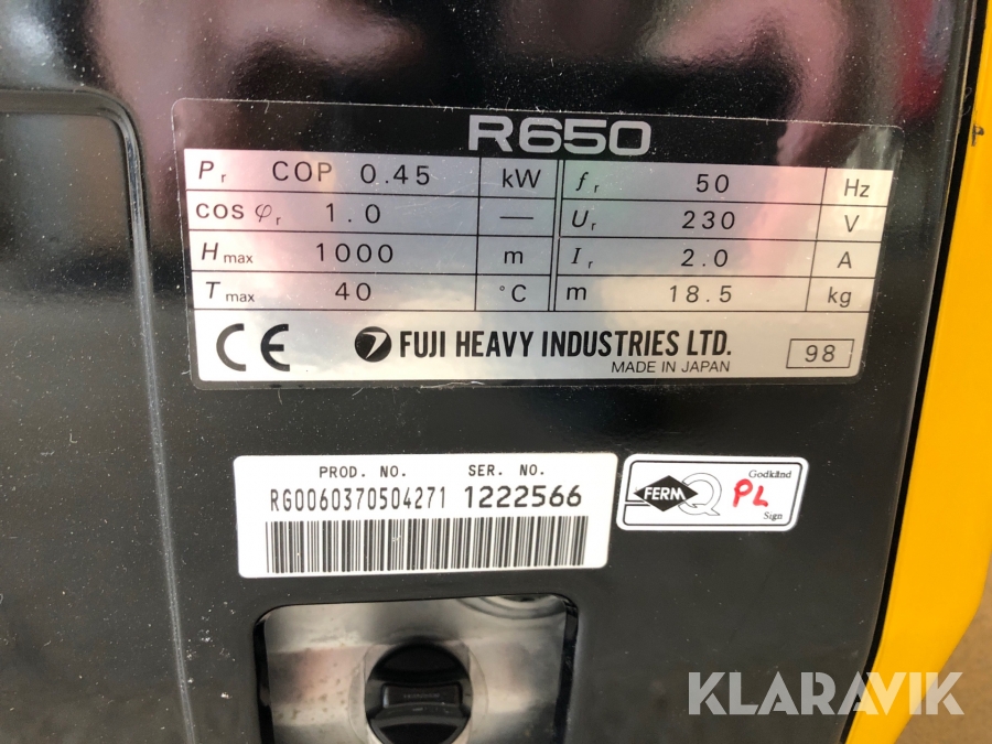 Klaravik Auktioner | Generator Robin R650