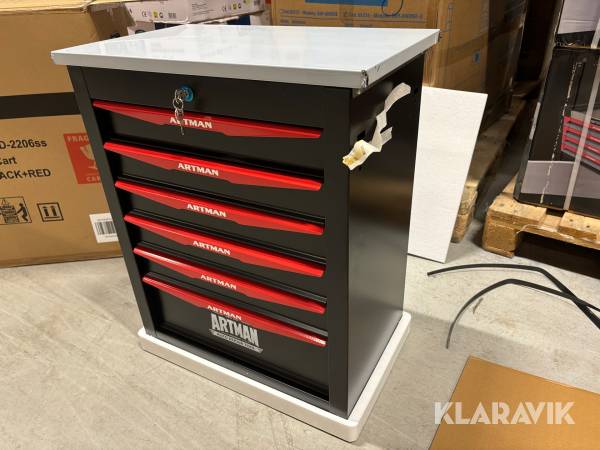 Verktygsvagn med hjul - 5 lådor och ett skåp Artman