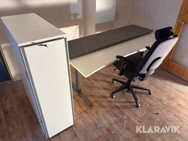 Kontorspaket Skrivbord, stol, förvaring, skärmvägg