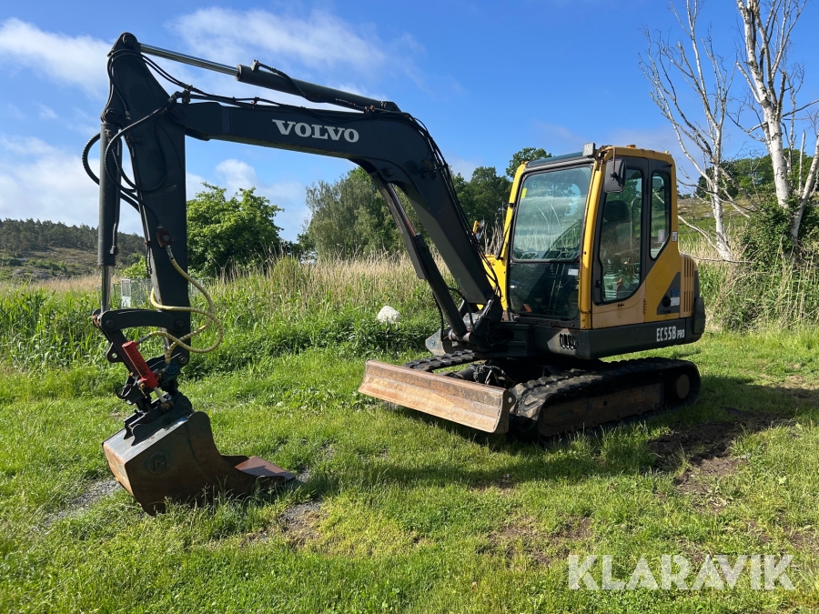 Grävmaskin bandburen Volvo EC55B Pro med tiltfäste och 3 st verktyg