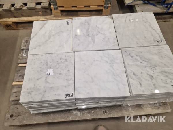 Polerad marmor Bianco Carrara, ca 15m2