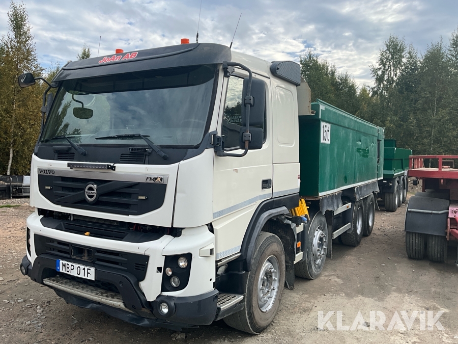 Flakbil med gruskärra Volvo FMX D13