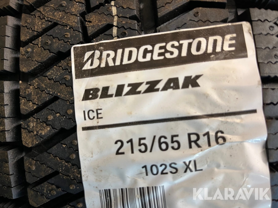 Vinterdäck, dubb och friktion Bridgestone mfl ca.245st + 60st fälg (Nya)
